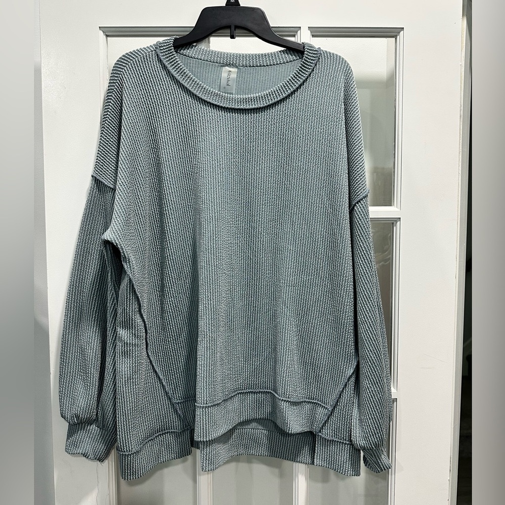 As Revival Cozy Blue Knit Oversized Sweater - Size Small